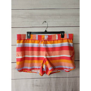 Columbia Women Athletic Boy Short Multicolor Striped Elastic Waist Drawstring XL